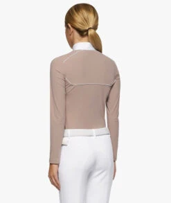 Cavalleria Toscana Girls Team Daytona Polo Long Sleeve -Equestrian Clothing Store kids team daytona polo ls blush back POA082 JE022 1A00 cavalleria toscana 11891.1661569411