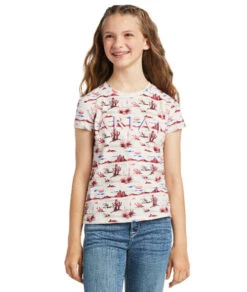 Ariat Girls REAL Yuma Print Tee -Equestrian Clothing Store kids yuma print tee front 10039503 ariat 34439.1641590615