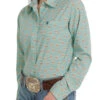 Cinch ArenaFlex Green Print Shirt 2 Cinch ArenaFlex Green Print Shirt -Equestrian Clothing Store lds arenaflex print sl green side MSW9163011 cinch 15093.1678830657