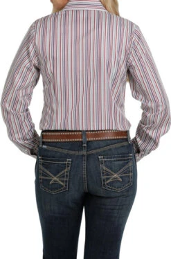 Cinch Ladies Tencel Print Shirt -Equestrian Clothing Store lds stripe ls multi back MSW9164180 cinch 71195.1652987306