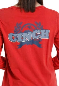 Ladies Cinch Logo Red Tee Long Sleeve -Equestrian Clothing Store lds tee shirt ls red detail MSK7895005 cinch 26646.1677610816