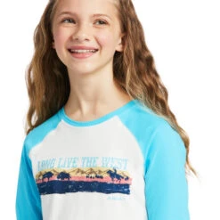 Girls Ariat Long Live The West Tee -Equestrian Clothing Store long live west tee front detail 10039500 ariat 25720.1641591489