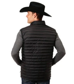 Men's Roper Quilted Down Vest -Equestrian Clothing Store men quilt down vest black back 0309706956137 roper 27386.1663797928