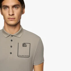 Men's Cavalleria Toscana Raceway Polo Short Sleeve 11 Men's Cavalleria Toscana Raceway Polo Short Sleeve -Equestrian Clothing Store men team raceway polo ss taupgrey front detail POU301 PA060 8C00 cavalleria toscana 90722.1659815410
