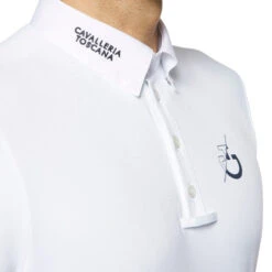 Cavalleria Toscana Men's CT Team Short Sleeve Polo -Equestrian Clothing Store mens CT team polo SS white detail POU237 PA048 0001 cavalleria 75360.1624996137