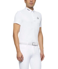 Cavalleria Toscana Men's CT Team Short Sleeve Polo -Equestrian Clothing Store mens CT team polo SS white side POU237 PA048 0001 cavalleria 96423.1624996140