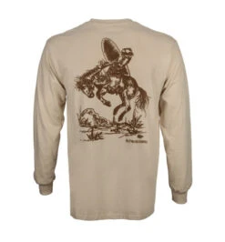 Men's SaltWater Riders Bronc T-Shirt -Equestrian Clothing Store mens bronc tee LS sand back SW Riders 06765.1687386842