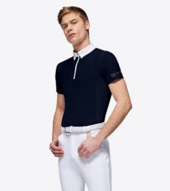 Men's RG Zip Competition Polo Short Sleeve -Equestrian Clothing Store mens competition zip polo ss navy side POM005 JS001 7901 cavalleria toscana 02601.1670292355