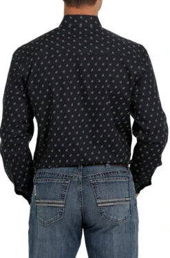 Cinch Modern Fit Print Shirt Long Sleeve -Equestrian Clothing Store moder fit print ls navy back MTW1347045 miller 95562.1652992348