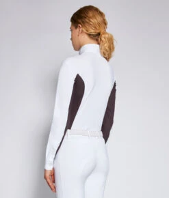 Cavalleria Toscana Perforated Insert Hunter Polo LS 10 Cavalleria Toscana Perforated Insert Hunter Polo LS -Equestrian Clothing Store perf insert LS white purple back POD255 JE022 013A CT 71754.1688586467