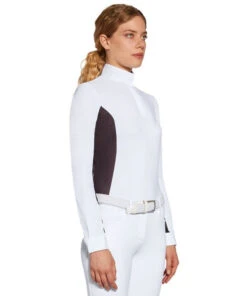 Cavalleria Toscana Perforated Insert Hunter Polo LS 9 Cavalleria Toscana Perforated Insert Hunter Polo LS -Equestrian Clothing Store perf insert LS white purple sideW POD255 JE022 013A CT 84132.1688586450