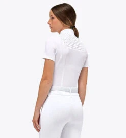 Cavalleria Toscana Pique Competition Polo Short Sleeve -Equestrian Clothing Store pique mesh zip polo white back POD335 PA073 0101 CT 93317.1683686625