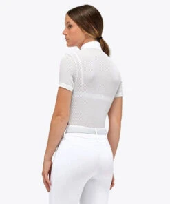 Cavalleria Toscana Pique Mesh Polo Short Sleeve -Equestrian Clothing Store pique tech mesh polo ss white back POD343 PA005 0101 cavalleria toscana 23773.1684977435
