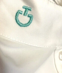 Cavalleria Toscana Perforated Sides Competition Polo -Equestrian Clothing Store polo perforated insert white green logo CT 83330.1690499513