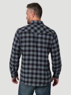Men's Wrangler Black Buffalo Plaid Shirt -Equestrian Clothing Store retro buffalo plaid black back 112330472 wrangler 62049.1689457987
