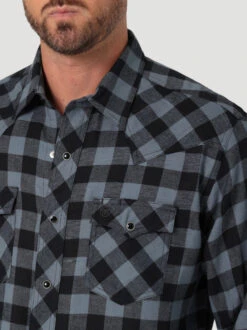 Men's Wrangler Black Buffalo Plaid Shirt -Equestrian Clothing Store retro buffalo plaid black detail 112330472 wrangler 45917.1689457985