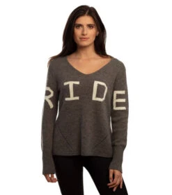 Goode Rider RIDE Sweater -Equestrian Clothing Store ride sweater heather charcoal front 19037 3758 goode rider 61577.1665773727
