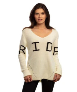 Goode Rider RIDE Sweater -Equestrian Clothing Store ride sweater ivory front 19037 3710 goode rider 05016.1665773750