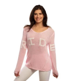 Goode Rider RIDE Lightweight Sweater -Equestrian Clothing Store ride sweater pink front 19038 3719 goode rider 23064.1665774425