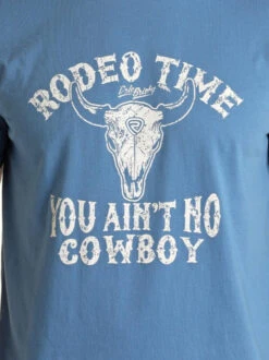 Rock & Roll Denim Men's Rodeo Time Tee -Equestrian Clothing Store rodeo time tee ss blue detail RRMT21RZM8 rock and roll 67375.1656267406