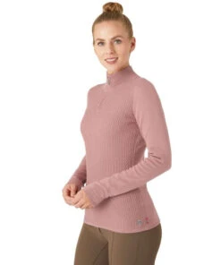 B Vertigo Ruth 1/4 Zip Sweater 18 B Vertigo Ruth 1/4 Zip Sweater -Equestrian Clothing Store ruth sweater old rose pink rider side 33546 ORPI b vertigo 03109.1667873115
