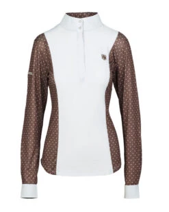 Romfh Schuyler Show Shirt Long Sleeve -Equestrian Clothing Store schuyler show shirt LS white toffee dot collar closed 470694 romfh 90829.1653608373