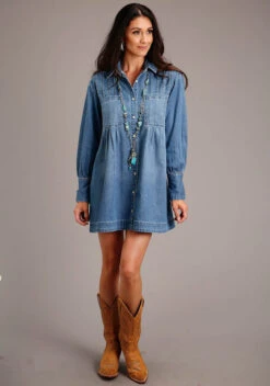 Stetson Denim Shirt Style Dress -Equestrian Clothing Store shirt style dress denim front 1105705942031 stetson 10899.1678216300