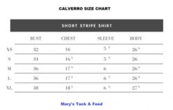 Calverro Short Stripe Show Shirt -Equestrian Clothing Store short stripe shirt size guide calverro 95251.1622318080