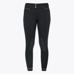 Cavalleria Toscana Silicone Logo Breeches Knee Grip -Equestrian Clothing Store silicone print ct breeches black front PAD175 JE010 9999 cavalleria toscana 61985.1659818252