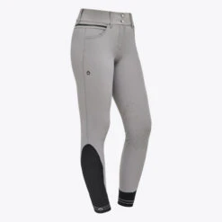 Cavalleria Toscana Silicone Logo Breeches Knee Grip -Equestrian Clothing Store silicone print ct breeches taupgrey side PAD175 JE010 8C00 cavalleria toscana 55462.1659819253