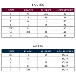 Men's Kingsland Kobe Tec7 Breeches Knee Grip -Equestrian Clothing Store size chart kingsland 52352.1657308002