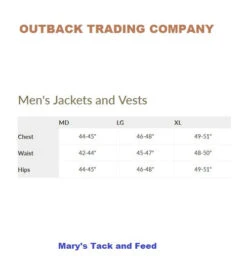 Men's Outback Trading Arden Jacket -Equestrian Clothing Store size chart men jacket vest outback 67460.1607207783