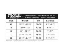 Troxel ES Helmet -Equestrian Clothing Store size chart troxel 11999.1598911915