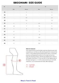 Secchiari Athena GP Tall Boots -Equestrian Clothing Store size guide secchiari boots 62147.1642365962