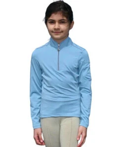 Girls Chestnut Bay SkyCool Shirt Long Sleeve -Equestrian Clothing Store skycool shirt LS silver blue chestnut bay 93562.1670692871