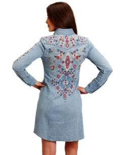 Stetson Southwest Embroidered Denim Dress 11 Stetson Southwest Embroidered Denim Dress -Equestrian Clothing Store southwest embroidered dress denim back w 1105705942010 stetson 20993.1678326343