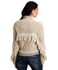 Stetson Fringe Sweater -Equestrian Clothing Store stetson fringe sweater tan back 1102705396049 stetson 09845.1661818204