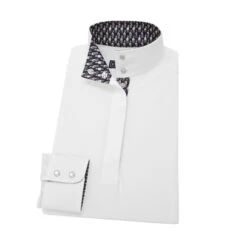 Essex Classics Talent Yarn Shirt Straight Collar -Equestrian Clothing Store straight collar LS horses navy ESL24W1 essex 30306.1660254604