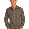 Panhandle Stripe Snap Shirt -Equestrian Clothing Store stripe snap shirt brown 30S9025 panhandle 71323.1559334313