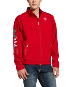 Men's Ariat Team Softshell Mexico Jacket -Equestrian Clothing Store team mexico softshell red front 10033525 ariat men 89791.1670379224