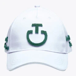 Cavalleria Toscana Tufted Stitch Cap -Equestrian Clothing Store tuffed stitch cap white green front CPU025 GA025 015L cavalleria toscana 10822.1678573894