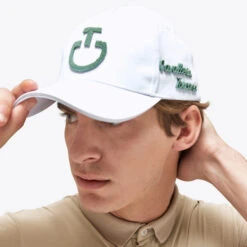 Cavalleria Toscana Tufted Stitch Cap -Equestrian Clothing Store tuffed stitch cap white green lifestyle CPU025 GA025 015L cavalleria toscana 37937.1678573867