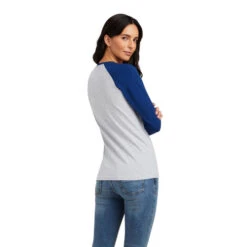 Ariat Varsity Logo Tee Long Sleeve -Equestrian Clothing Store varsity tee ls blue grey back 10041353 ariat 79873.1661214454