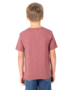 Wrangler Kids Tread Plate Logo Tee -Equestrian Clothing Store wrangler tee ss burgundy back BQ6191R wrangler 73809.1636308062