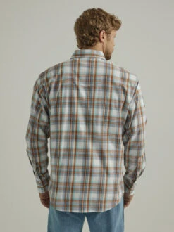 Men's Wrangler Wrinkle Resist Brown Plaid Shirt -Equestrian Clothing Store wrinkle resist plaid shirt brown back 112330396 wrangler 82192.1689459305