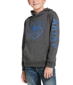 Ariat Youth Classic Logo Hoodie -Equestrian Clothing Store youth classic logo hoodie charcoal front 10033032 ariat 59930.1603480619