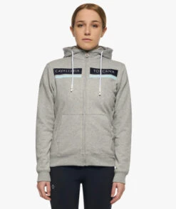 Kids Cavalleria Toscana CT Stripe Hoodie -Equestrian Clothing Store youth ct stripe hoodie stn.grey front FEA010 CO079 8000 cavalleria toscana 37511.1667068087
