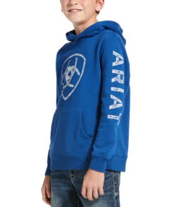 Ariat Youth Classic Logo Hoodie -Equestrian Clothing Store youth logo hoodie cobalt front 10033033 ariat 03413.1603480622